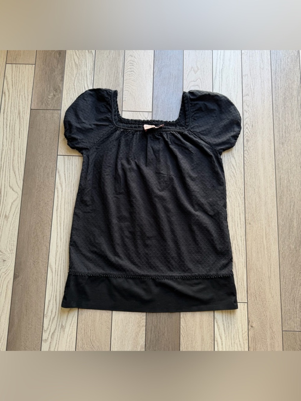 Juicy Couture Y2K Black Puff Sleeve Square Neck Tunic size S